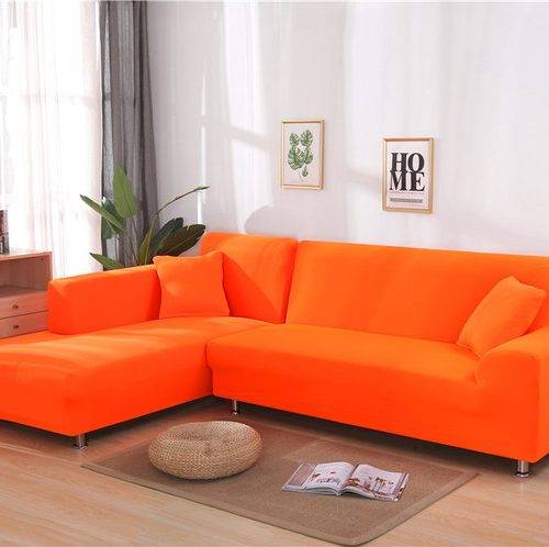 Housse de protection orange pour canapé d'angle