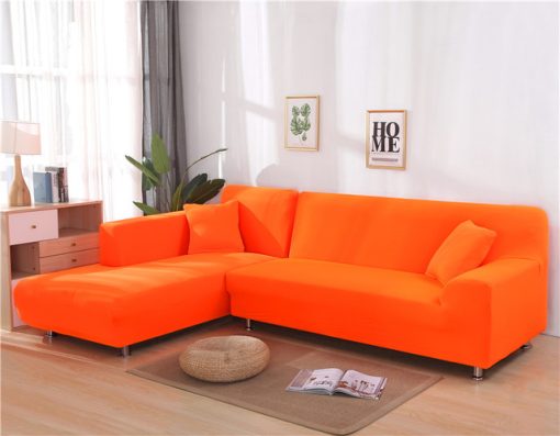 Housse de protection orange pour canapé d'angle